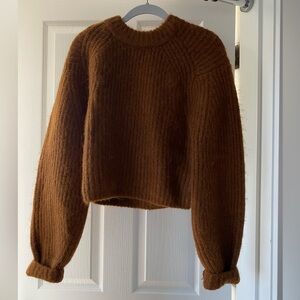 Brown Wool/Alpaca knit cropped sweater size XS